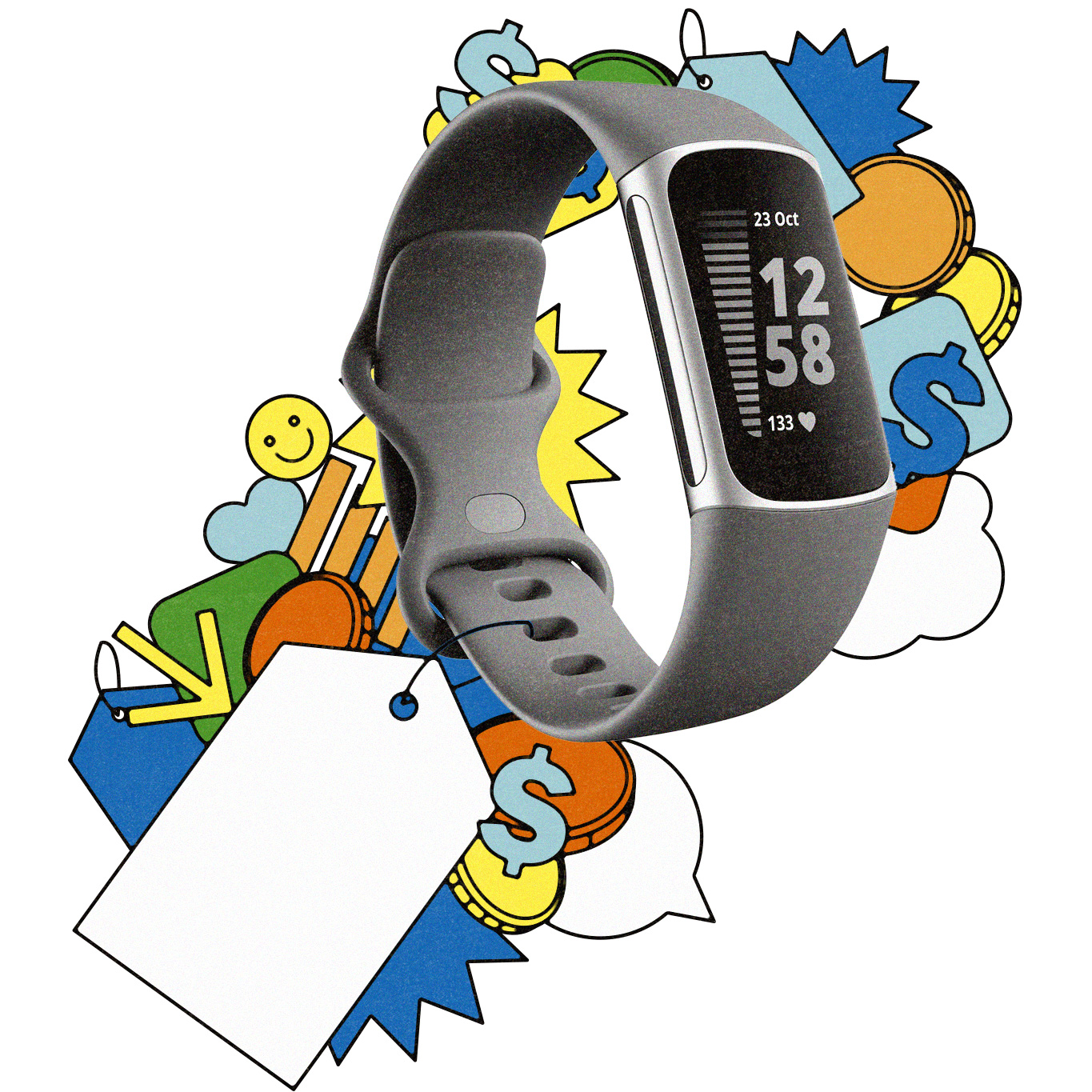 A smart watch with illustrated drawings